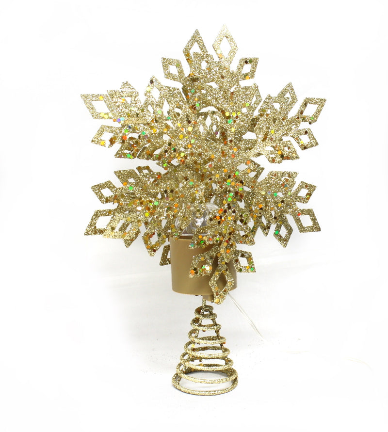 LED Snowflake Treetop with Timer - 12 Inch - Gold - The Country Christmas Loft
