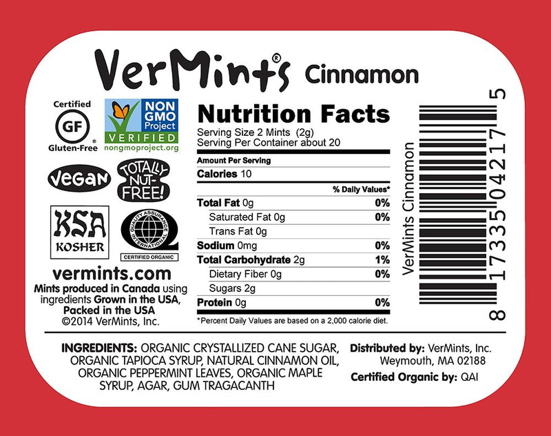 Vermints All Natural Breath Mints 1.41 Ounce - Cinnamints