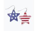 Glitter Patriotic Star Earrings – Mismatched Red/White & Blue - Gift Shoppe >> Jewelry >> Earrings - by Periwinkle By Barlow