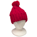 Knit Hat With Three Interchangeable Poms - Red