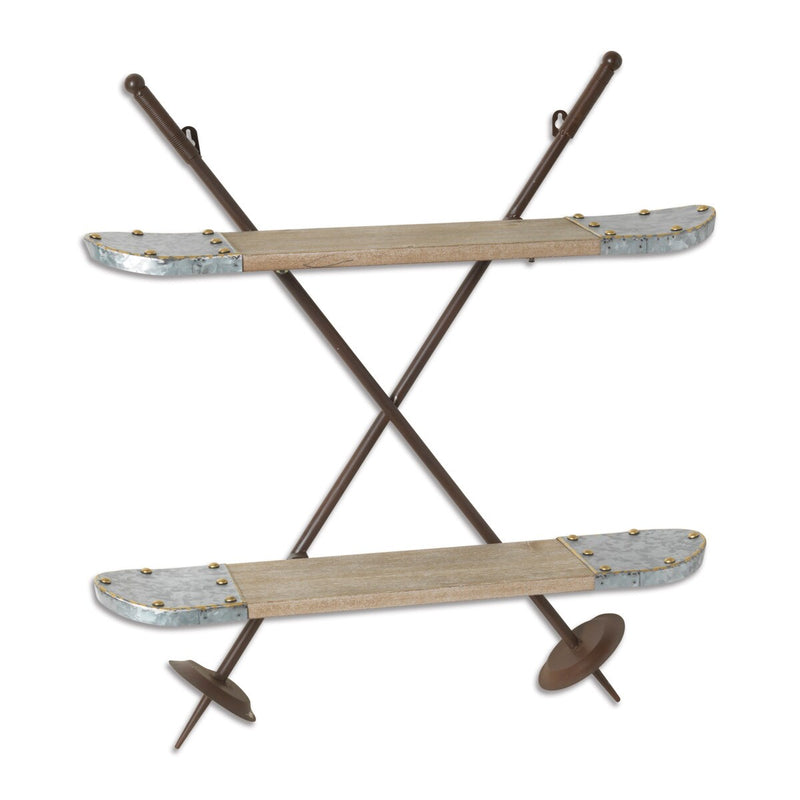 Vintage-Inspired Cross-Shaped Ski Display Shelf