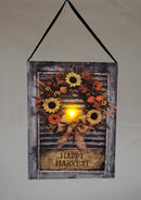 Lighted Canvas Print - Fall Wreath With Happy Harvest Sign - Holidays >> Thanksgiving and Harvest - by Gerson - view 2