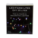 10' Battery Operated 25-Light Multicolor Fairy LED Green Wire Light Set