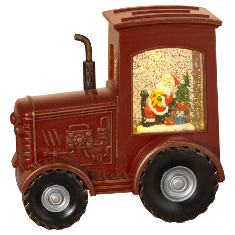 Lighted Spinning Tractor Waterglobe - Santa