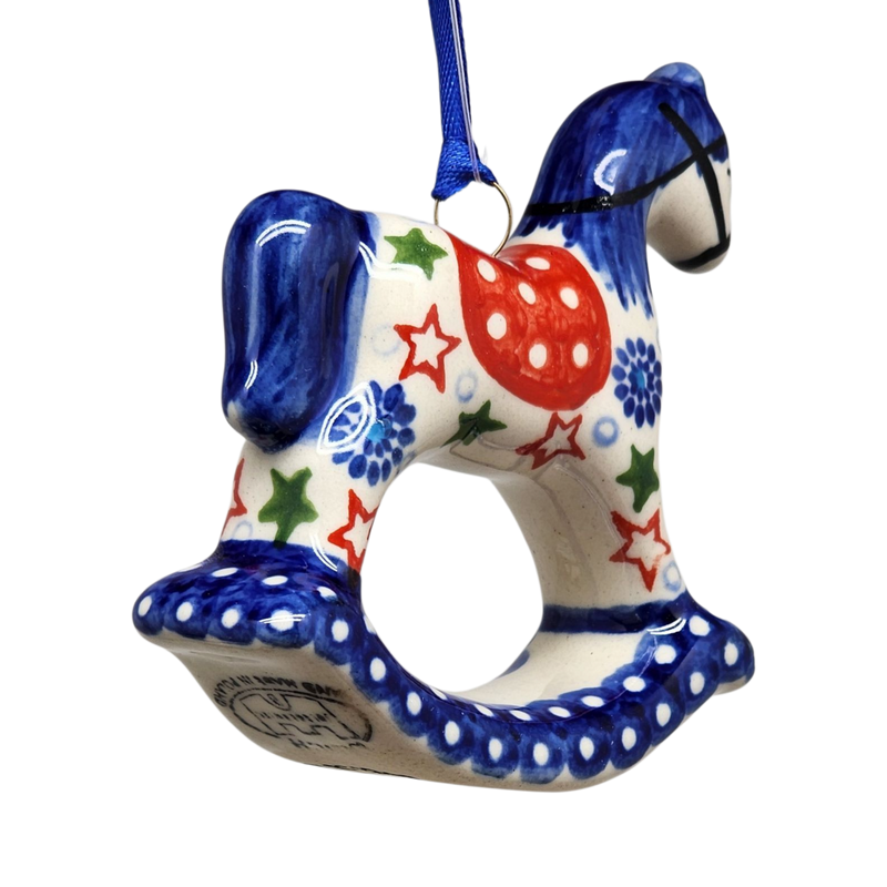 Rocking Horse Ornament - Festive Stars Pattern