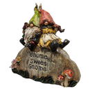 Garden Gnomes on a Rock  - 8 Inch - Gnome Sweet Gnome