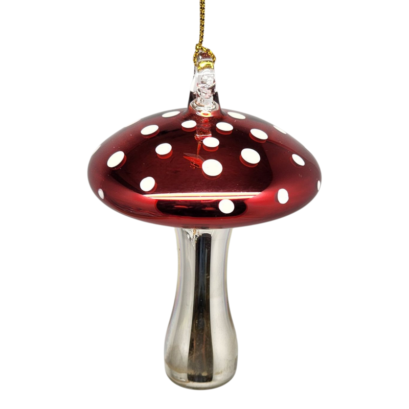Shiny Cutes Red Mushroom Egyptian Glass Ornament