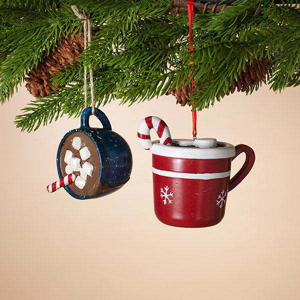 3" Coffee Cup Ornament - Blue - The Country Christmas Loft