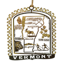 Solid Brass Ornament - Vermont Map and Landmarks