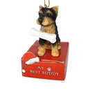 Yorkie Puppy with Bone Ornament