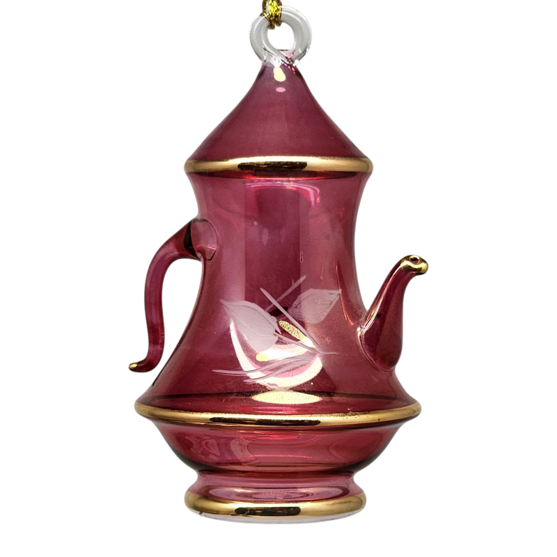 Gold Rimmed Teapot Solid - Red Small