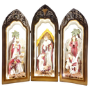 Lighted Holy Family Triptych with Pearlized Finish And Scrolls