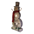 Lighted Log-Style Snowman Figurine - Star