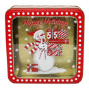 Square Cookie Tin with Window - Happy Holidays Snowman
