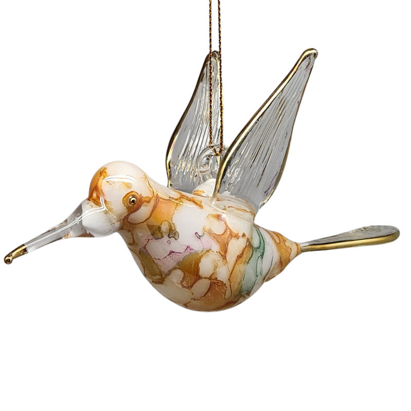 Blown Glass Hummingbird - Golden Petal