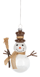 Snowman Snow Filled Ornament With Brown Hat