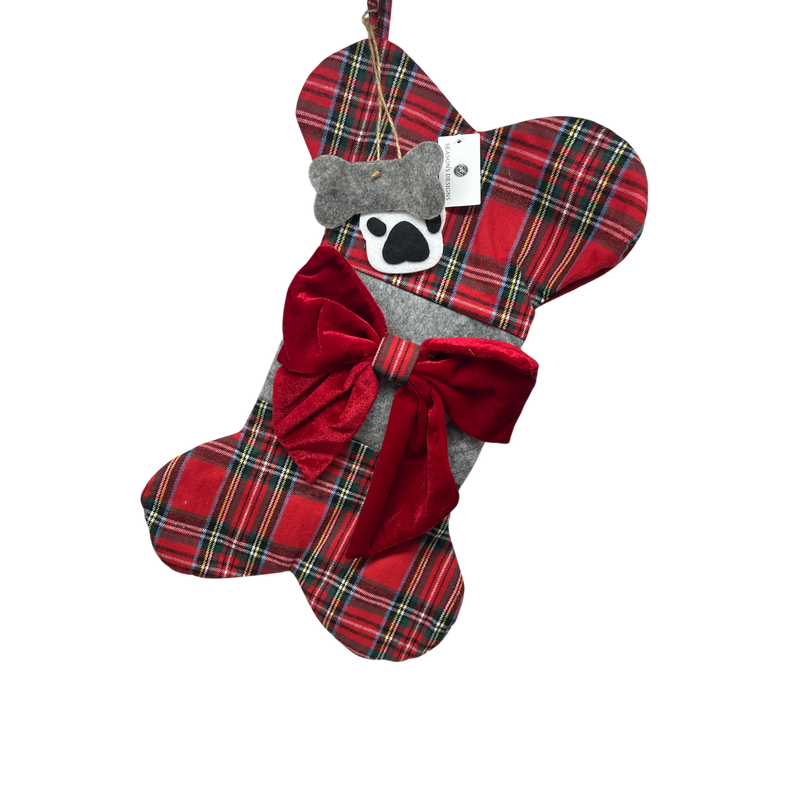 Bone Plaid Stocking  For Pets