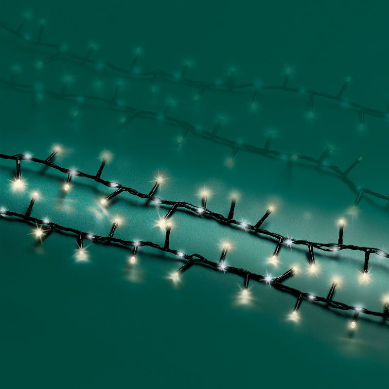 Compact Micro Garland String Lights - 808 LED - Warm/Cool White - Black Wire