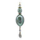 Sage Green Elongated Perfume Bottle Ornament with Crystal Dangles
