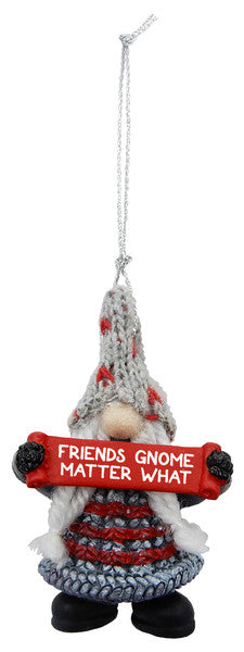 Gnome Holding Sign Ornament - Friends Gnome Matter - The Country Christmas Loft