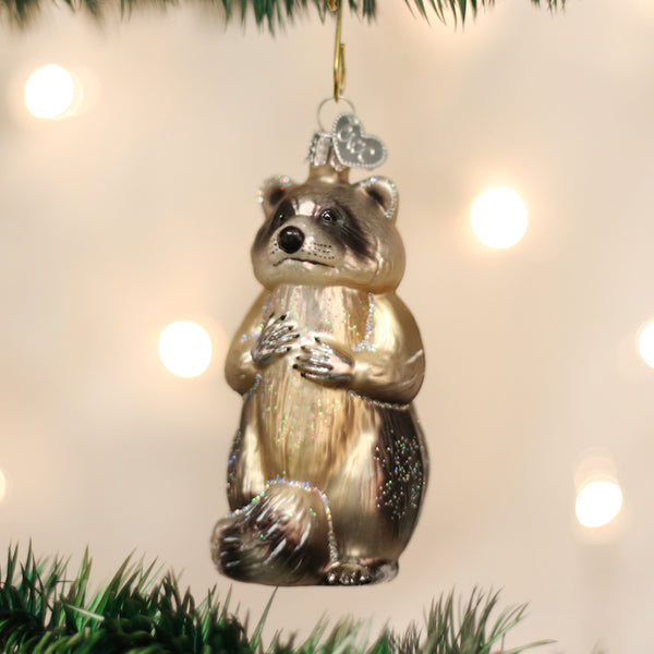 Racoon Glass Ornament