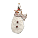 Wood and Fur Snowman Ornament - Grey Scarf and Bowler Hat