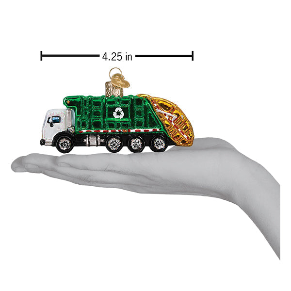Garbage Truck Glass Ornament