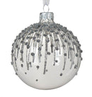 Enamel Ice Glass Ornament Set - 80mm - Silver and White