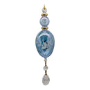 Heron Blue Elongated Perfume Bottle Ornament with Crystal Dangles