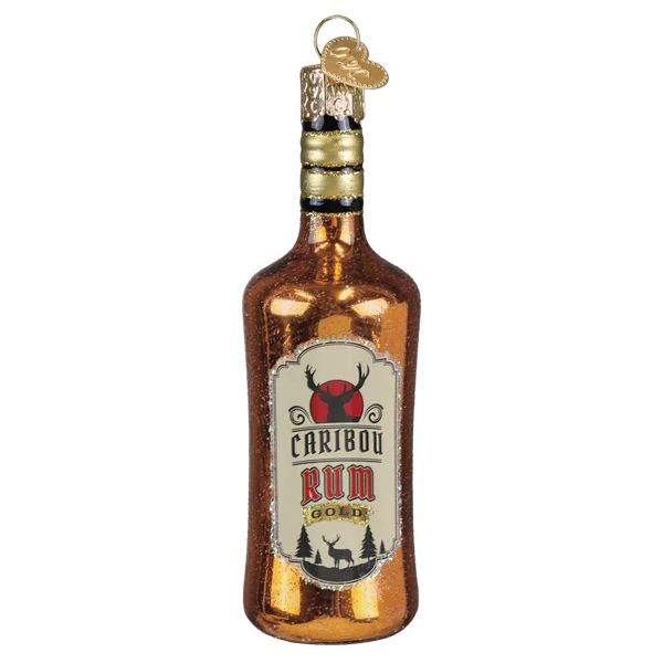 Caribou Rum Bottle Glass Ornament