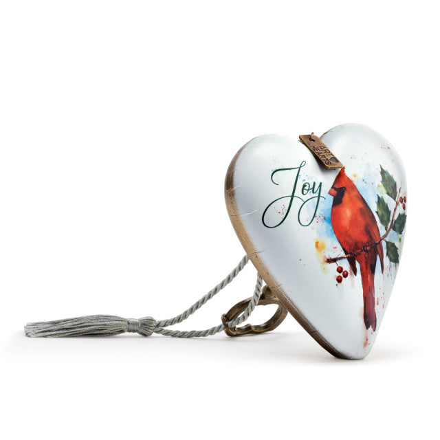 Christmas Cardinal Joy Art Heart Sculpture