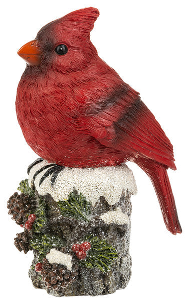 Cardinal on a Log figurine - The Country Christmas Loft