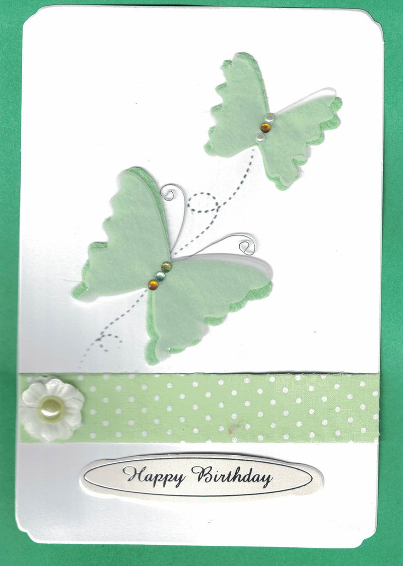 Handmade Embellished Birthday Card - Butterflies