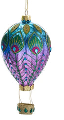 Blue / Purple Glass Peacock Hot Air Balloon Ornament
