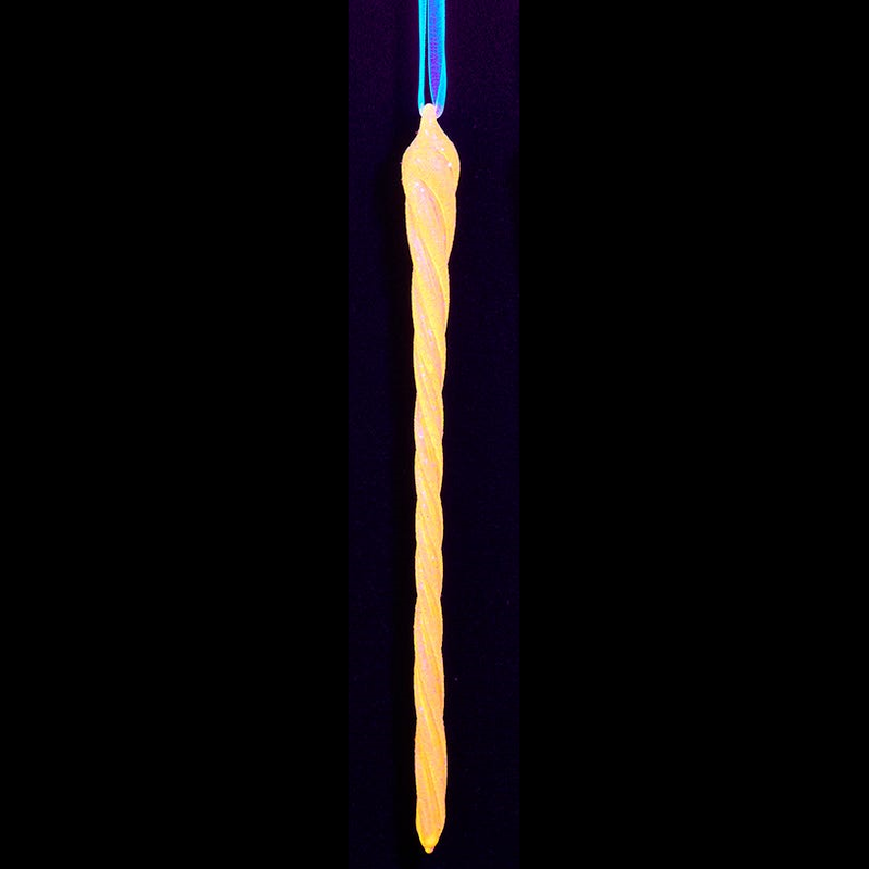 Glass Glow In The Dark Glittered Icicle Ornament -