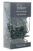 USB powered 200 LED (52 foot) Green Wire Multifunction Lights with Timer - Warm White - Christmas >> Lighting - by Roman