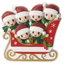 Sleigh With Gold Rails Family of 6 Ornament