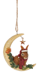 Crescent Moon With Bunny Ornament