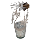 Starry Sky Rotating Candle Holder - Silver with Snowflake Dangles