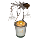 Starry Sky Rotating Candle Holder - Silver with Reindeer Dangles