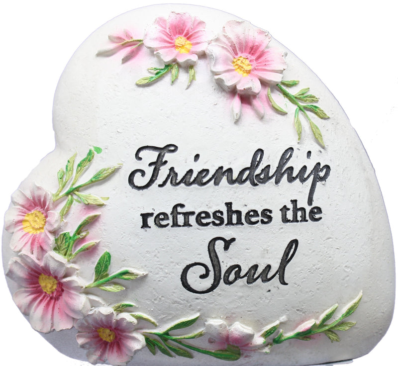 Resin Inspirational Heart Stone - Friendship refreshes the Soul - The Country Christmas Loft