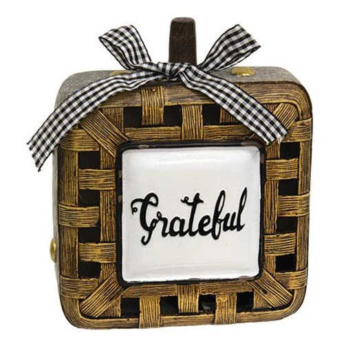 Resin Woven Basket Look Square Pumpkin -