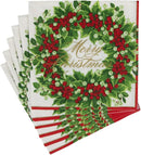 Holly and Berry Wreath Paper Cocktail Napkins