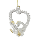 Spunglass Ornament - Gold Heart With Swans - Christmas >> Ornaments >> Glass - by Kurt Adler - view 2