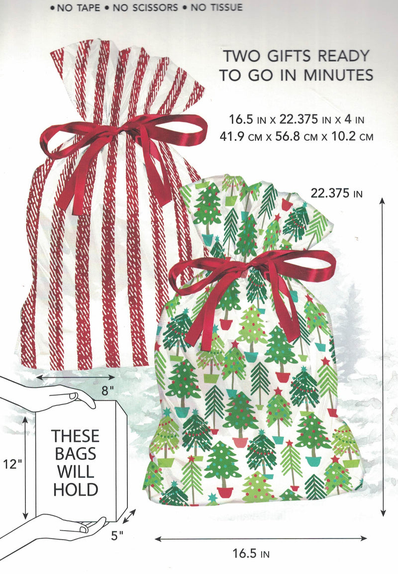 X- Large Pull String Gift Bag - 2 Pack