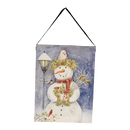 Fiber Optic Lighted Canvas Art - Lamppost Snowman