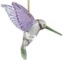 Egyptian Glass Hummingbird Ornament - Purple Wings / Green Tail / Green Beak