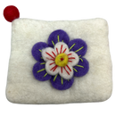 Felt Wool White Coin Purse with Flower Applique - Gift Shoppe >> Handbags & Wallets >> Wallets - by Us Sherpa