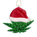 Cannabis Leaf With Santa Hat Ornament - Christmas >> Ornaments >> Novelty - by Kurt Adler - view 4