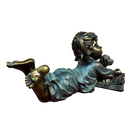 Girl and Pup Reading Figurine